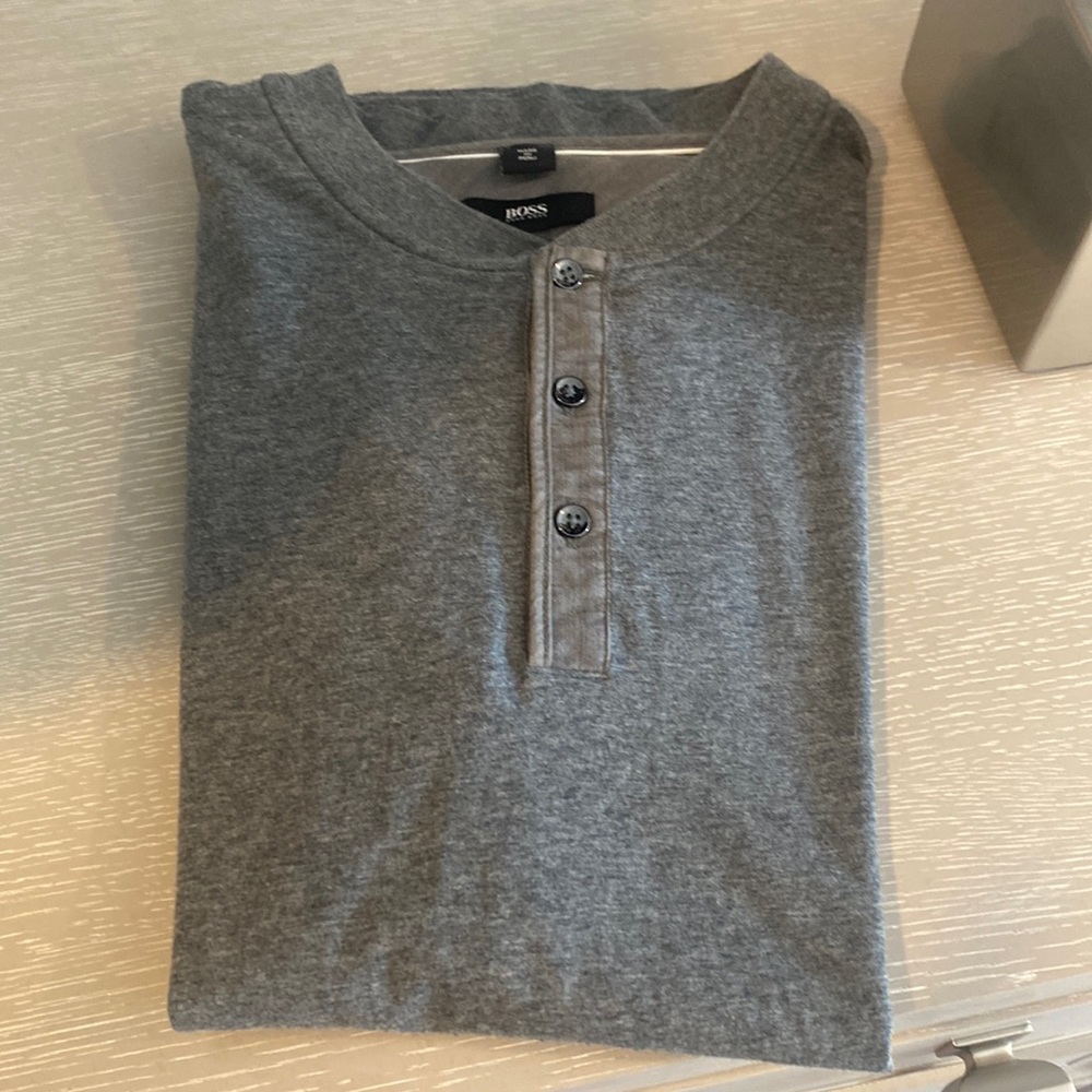 Mens Boss Short Sleeve Shirt. Heather Gray Size XL